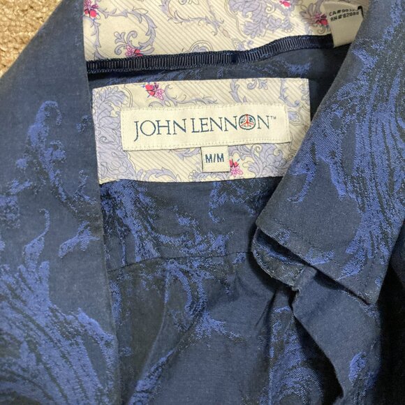 John Lennon Vintage Blue Dress Shirt Size Medium - Picture 2 of 2